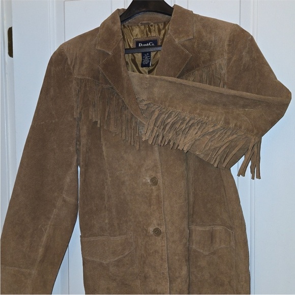 Denim & Co XL Tan Suede Fringe Jacket - Picture 2 of 6